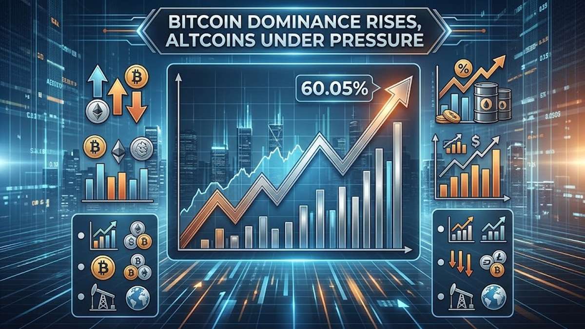 比特币主导率升至60.05%,山寨币承压加剧