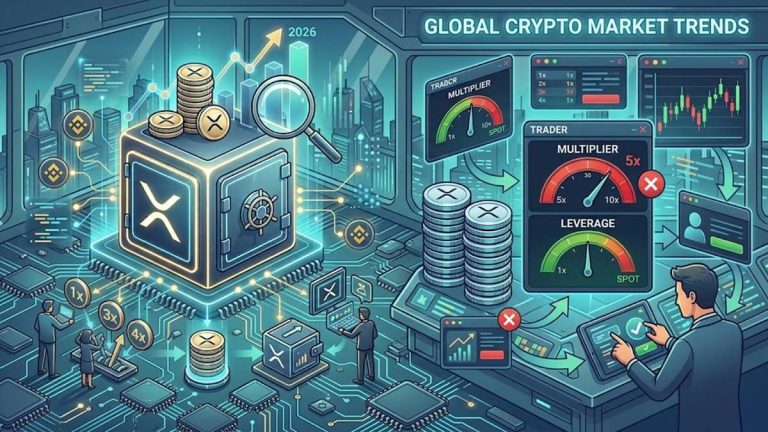 XRP交易所储备量逼近2026年高点，币安交易者降低杠杆